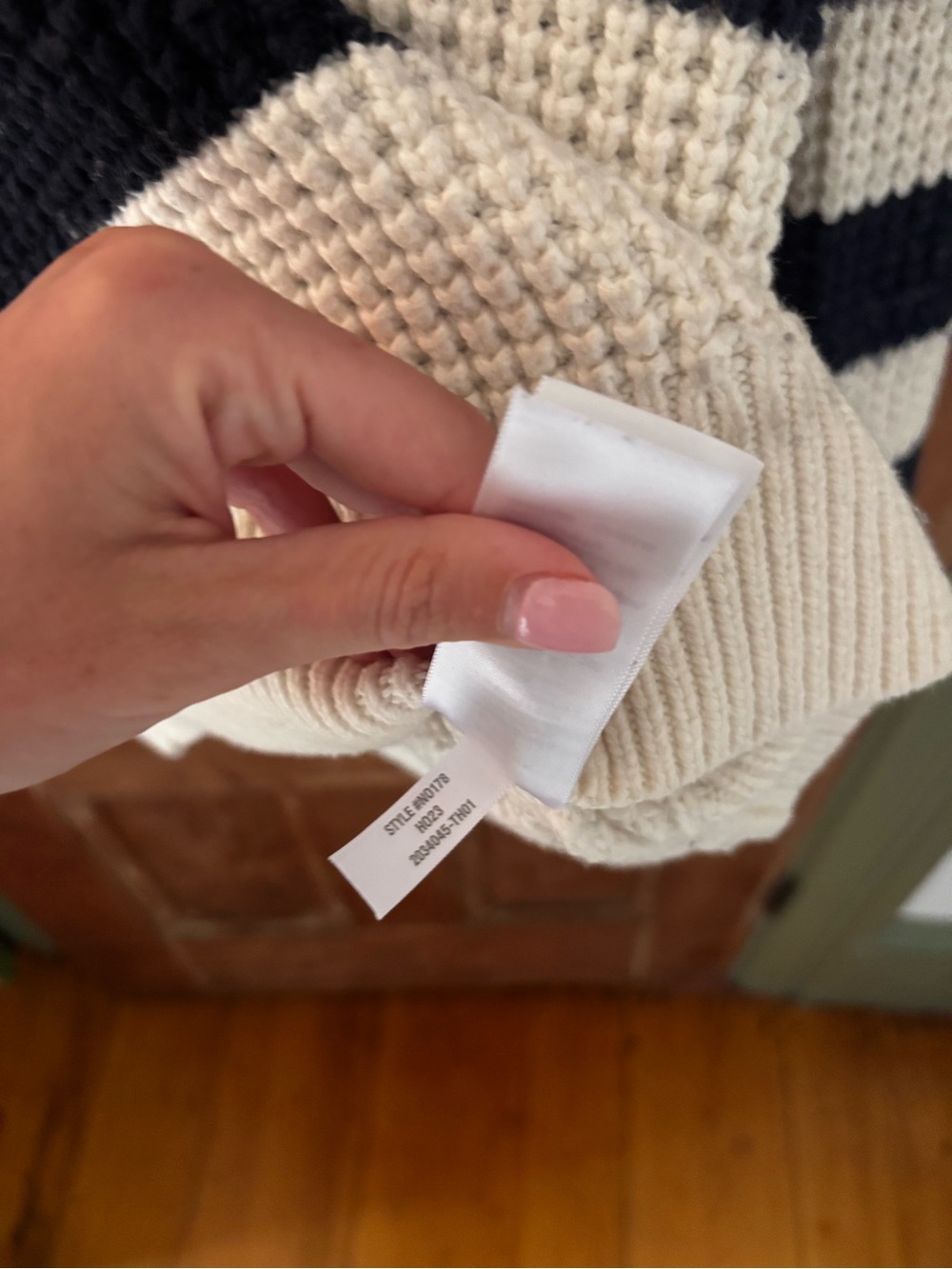 Madewell Waffle-Knit Henley Sweater Antique Cream Stripe - Picture 5 of 5